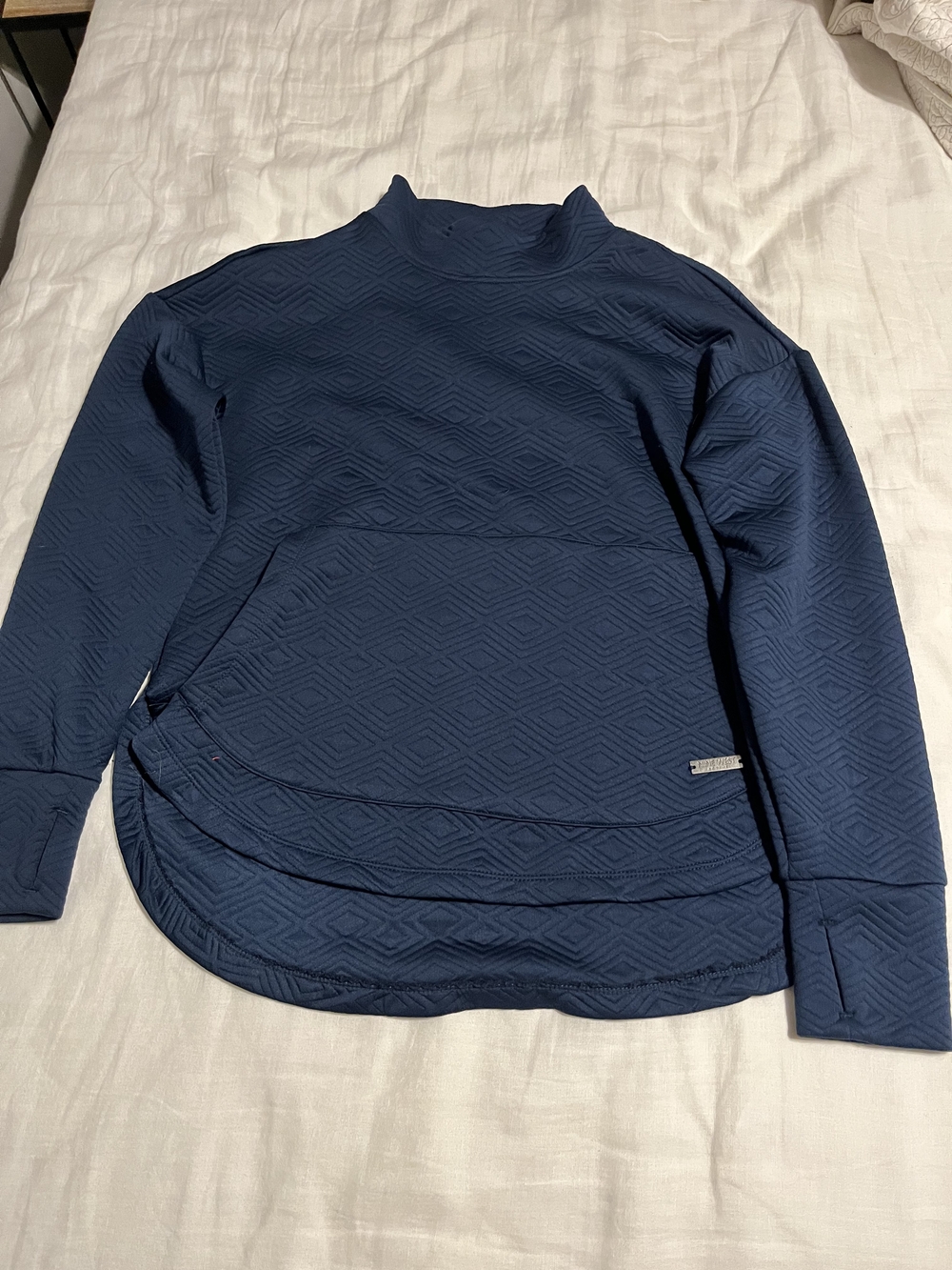Nine West Women's Geometric Long Sleeve Top Blue Medium Like New